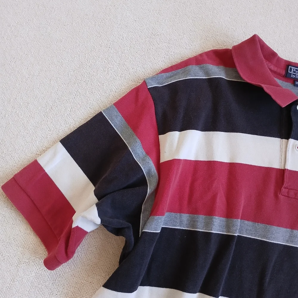 polo ♡ ralph lauren striped vintage polo short sleeve shirt mens xxl ivy retro